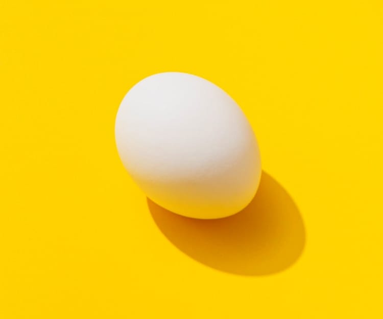 A picture of an egg with a yellow background